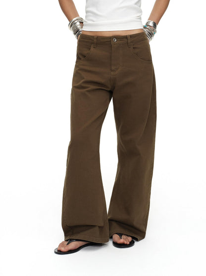 oinimi Tea Brown Low Rise Enzyme Wash Button Fly Women&