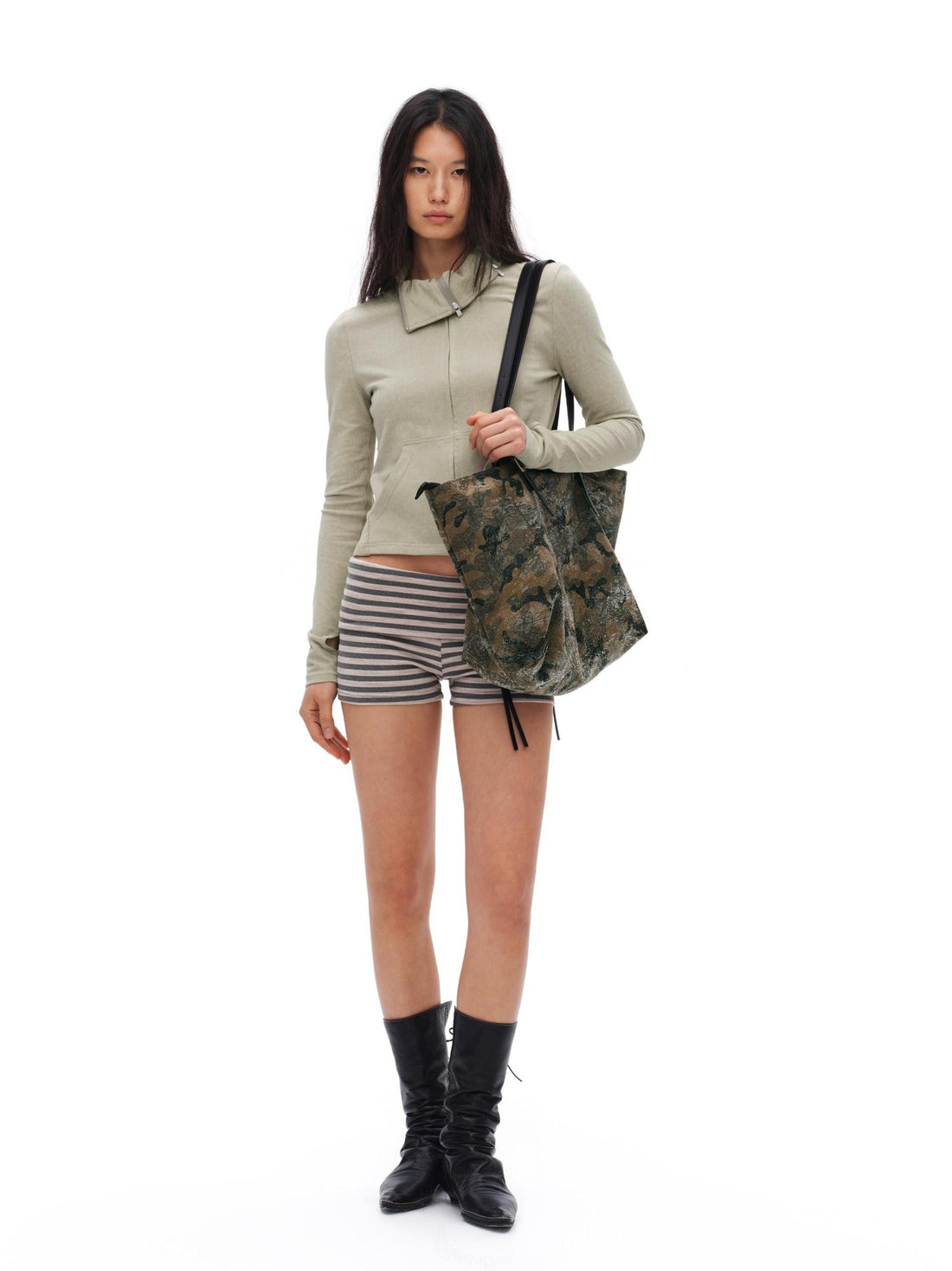 oinimi Textured Coated Camouflage Print Women&