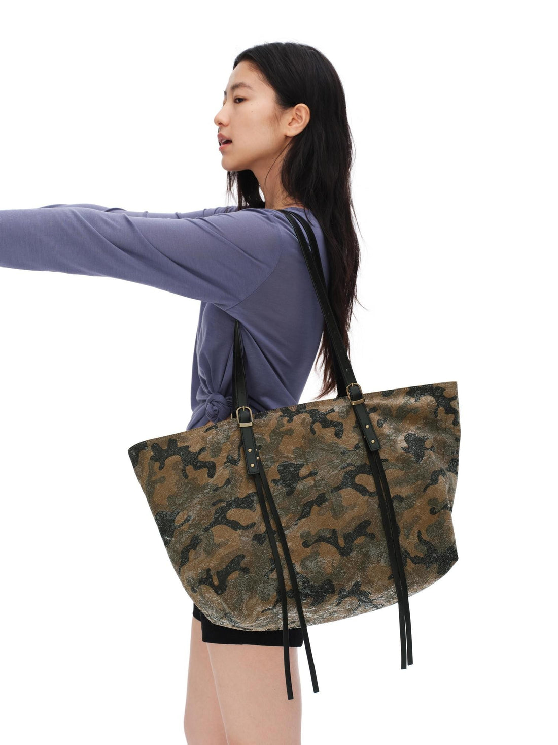 oinimi Textured Coated Camouflage Print Women&