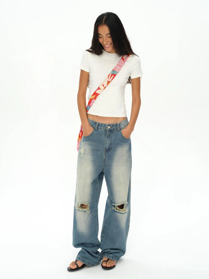 Tropical Floral Print Canvas Crossbody Bag