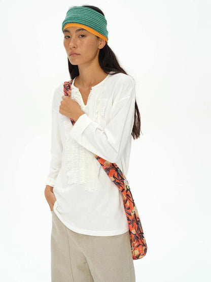 Tropical Floral Print Canvas Crossbody Bag