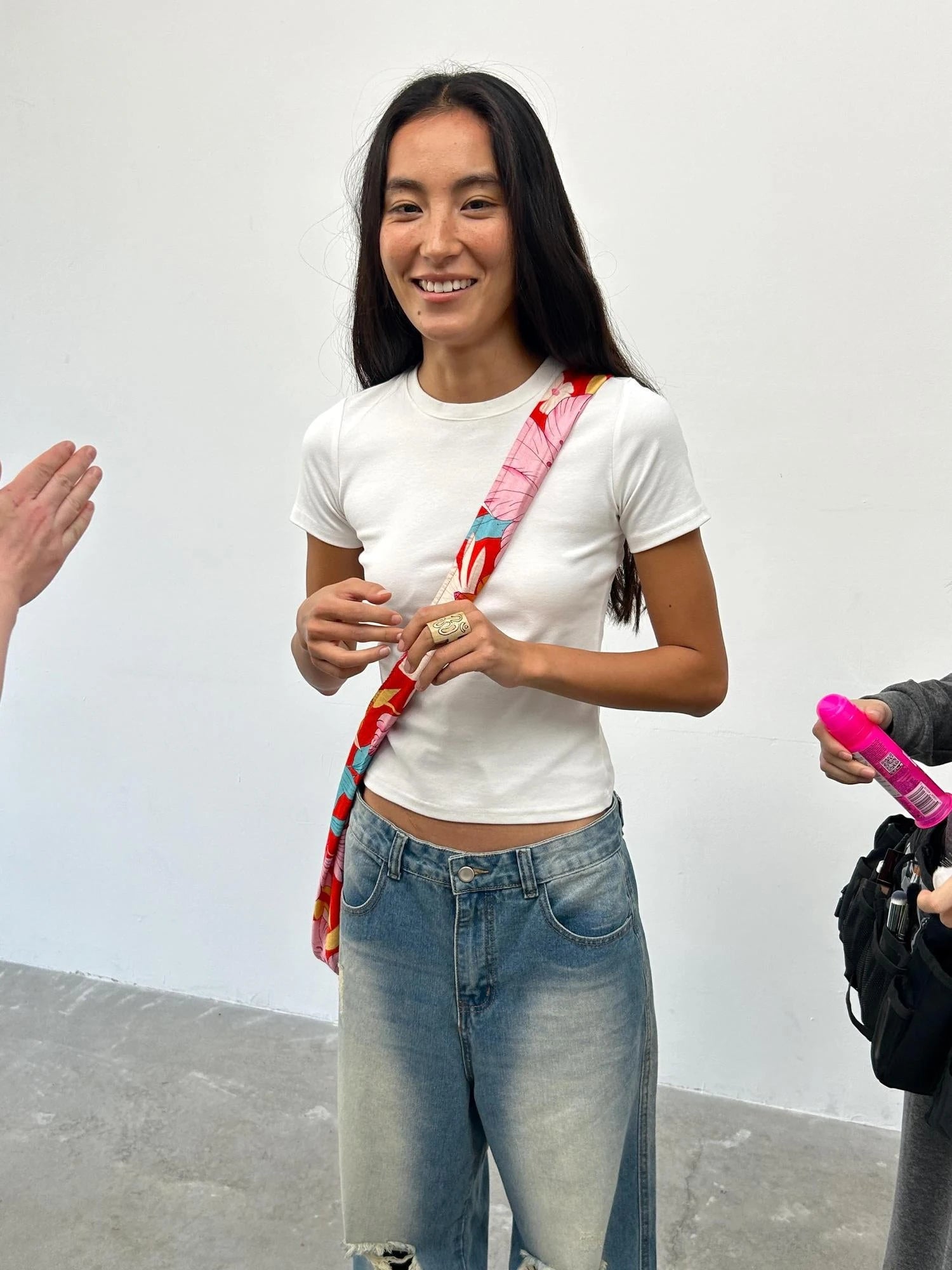 Tropical Floral Print Canvas Crossbody Bag