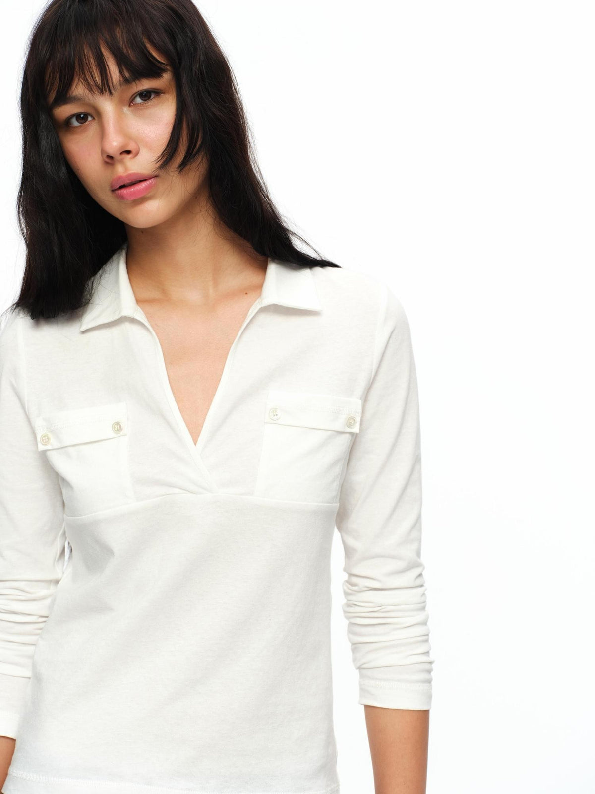 oinimi Turn Down Collar Double Pocket Utility Women&