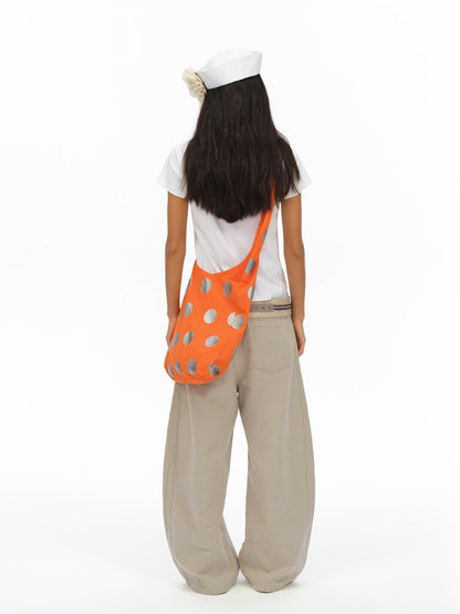 oinimi Vibrant Orange Silver 3D Gradient Polka Dot Women&