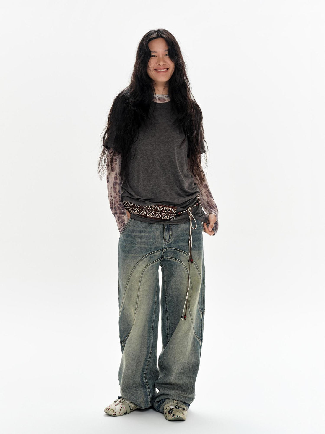 oinimi Vintage Brown Tribal Rope Waist Belt Unisex
