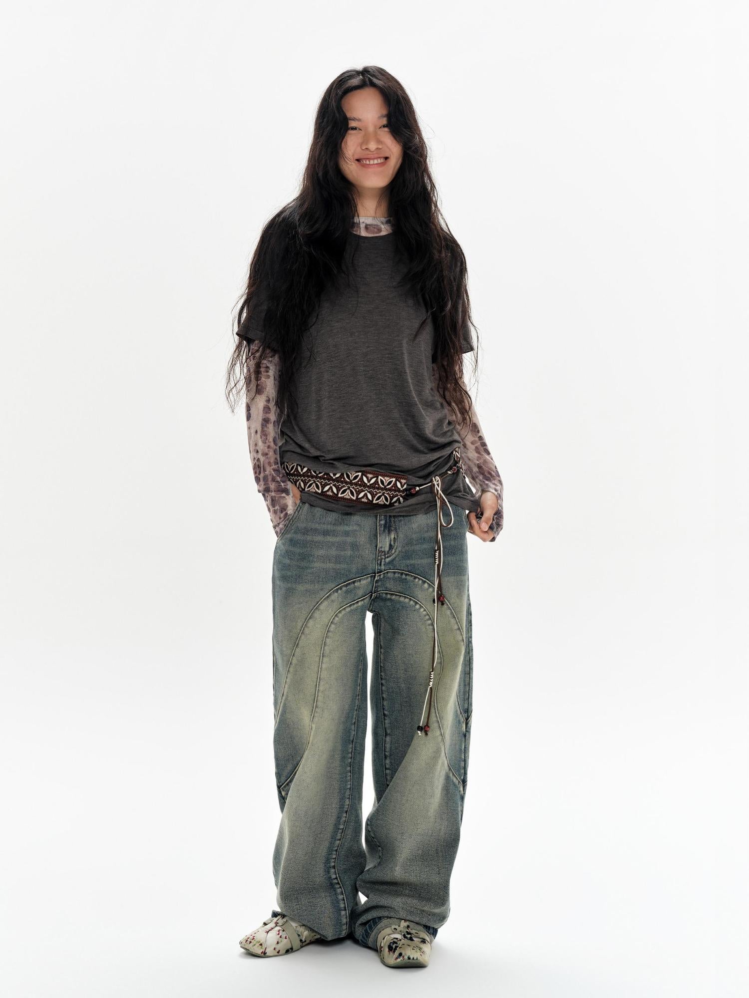 oinimi Vintage Brown Tribal Rope Waist Belt Unisex