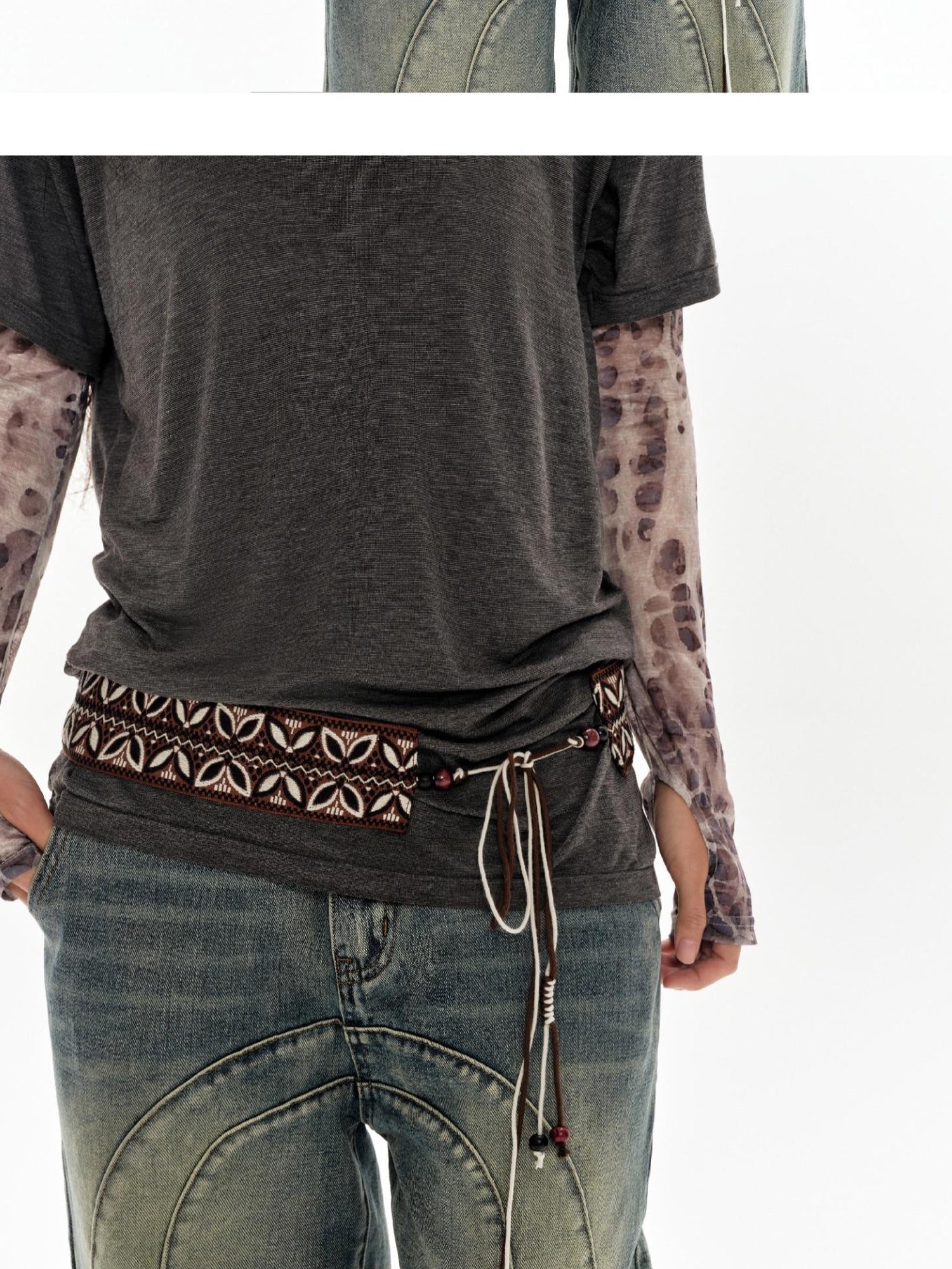 oinimi Vintage Brown Tribal Rope Waist Belt Unisex
