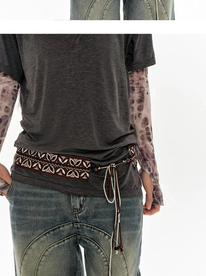 Vintage Brown Tribal Rope Waist Belt Unisex