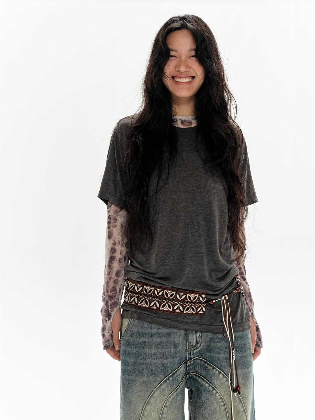 oinimi Vintage Brown Tribal Rope Waist Belt Unisex
