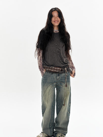 oinimi Vintage Brown Tribal Rope Waist Belt Unisex