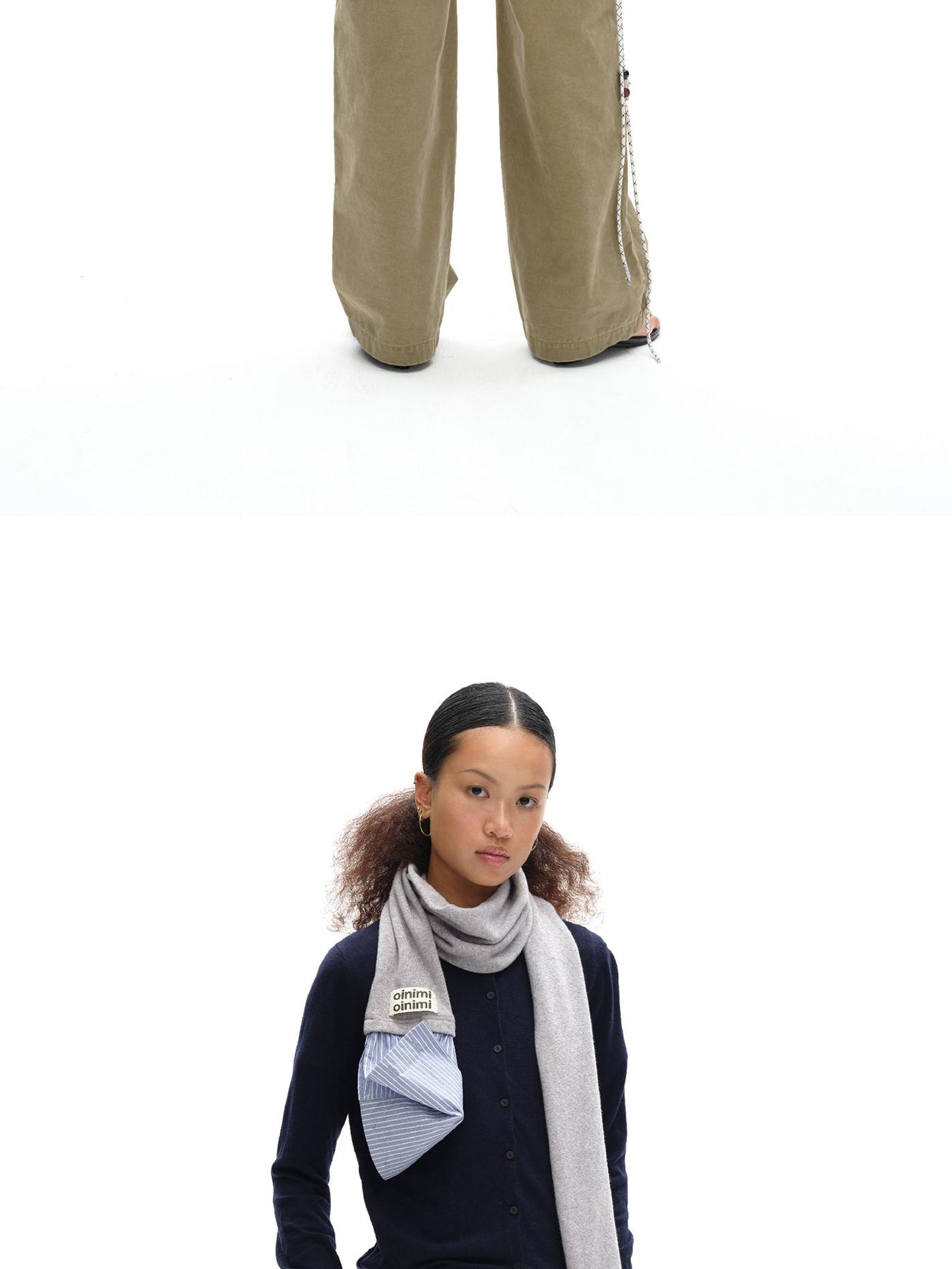 oinimi Vintage Khaki Multi Pocket Work Pants Low Rise Relaxed Fit Women Trousers