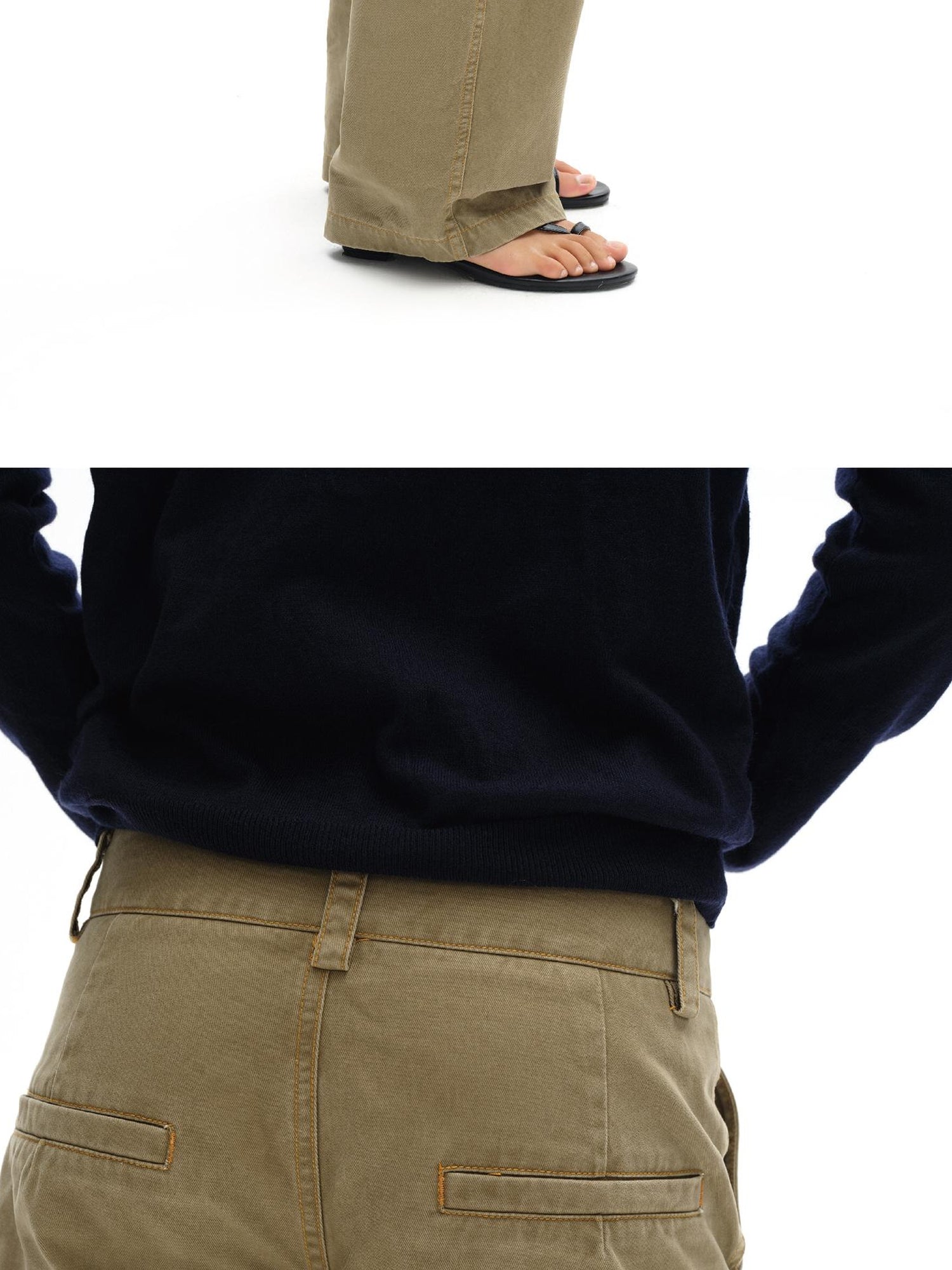 oinimi Vintage Khaki Multi Pocket Work Pants Low Rise Relaxed Fit Women Trousers