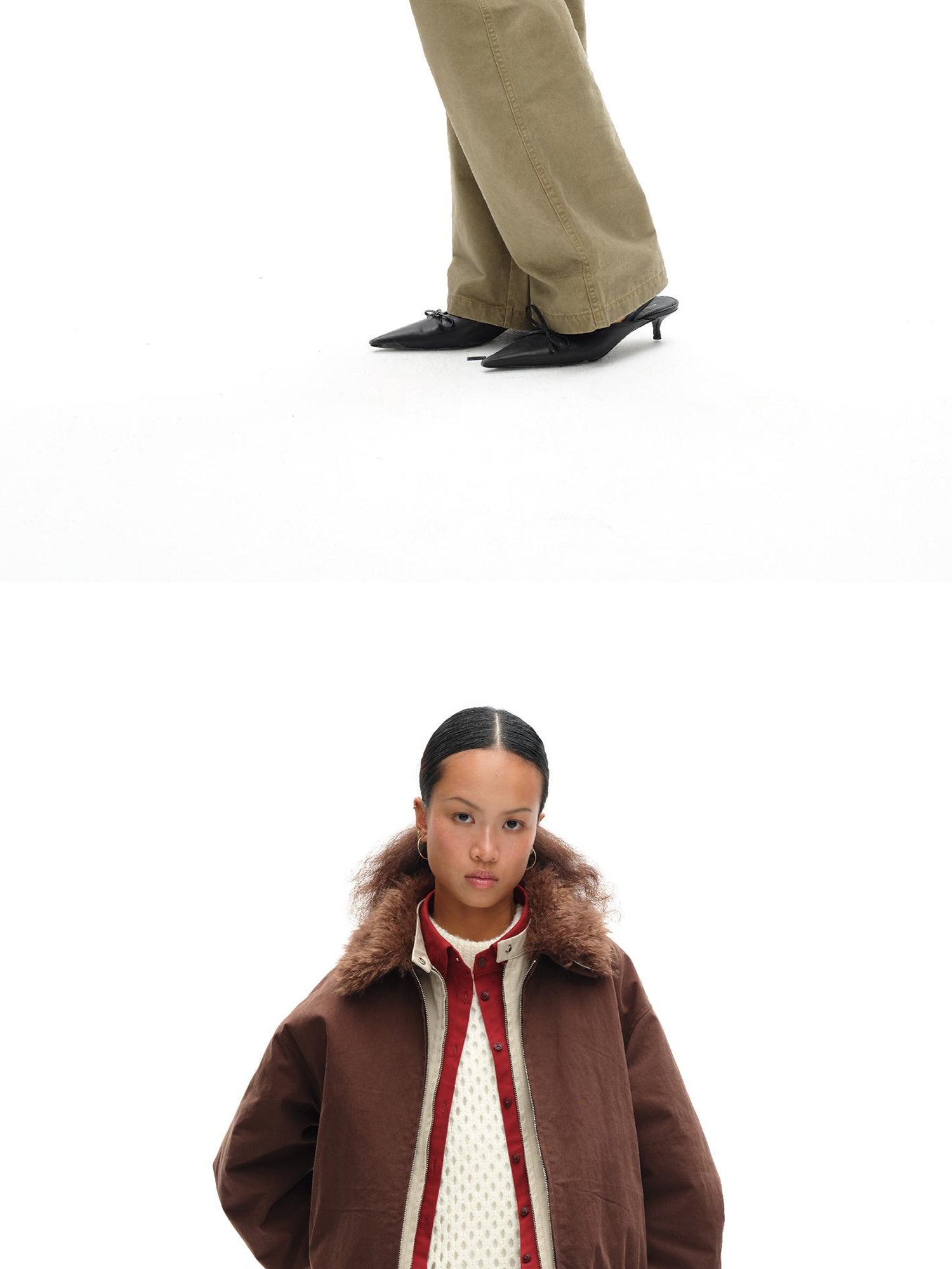 oinimi Vintage Khaki Multi Pocket Work Pants Low Rise Relaxed Fit Women Trousers