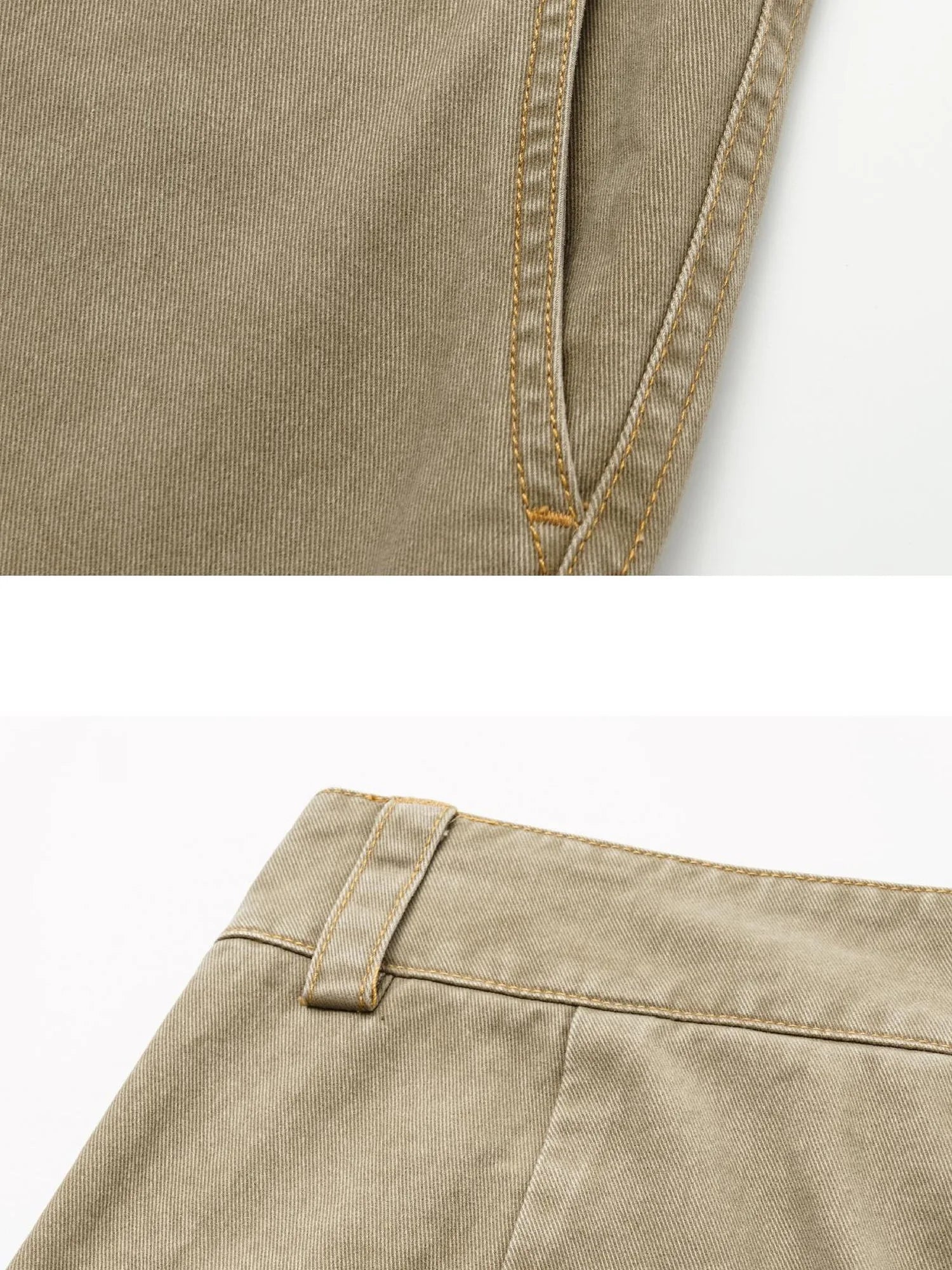 Vintage Khaki Multi Pocket Work Pants Low Rise Relaxed Fit Women Trousers