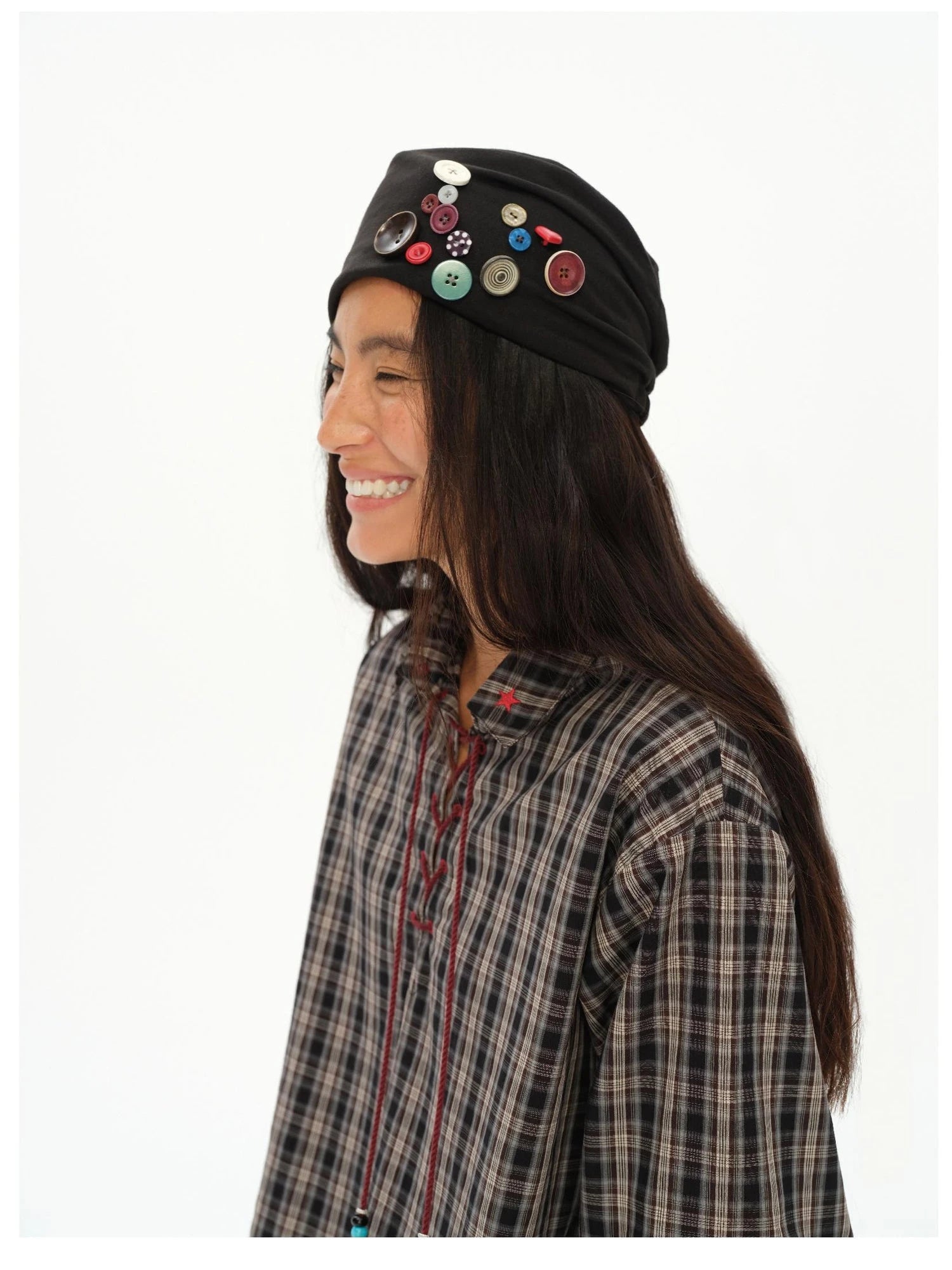 Vintage Knight Tartan Embroidered Shirt Loose Fit Plaid Top