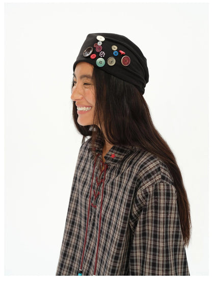 Vintage Knight Tartan Embroidered Shirt Loose Fit Plaid Top