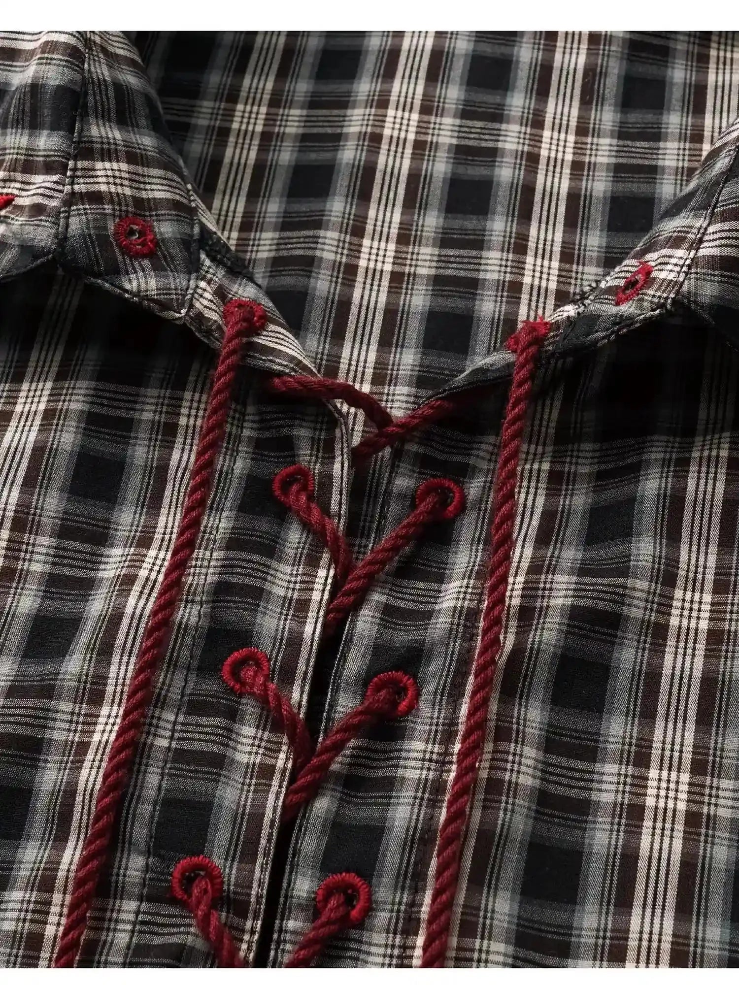 Vintage Knight Tartan Embroidered Shirt Loose Fit Plaid Top