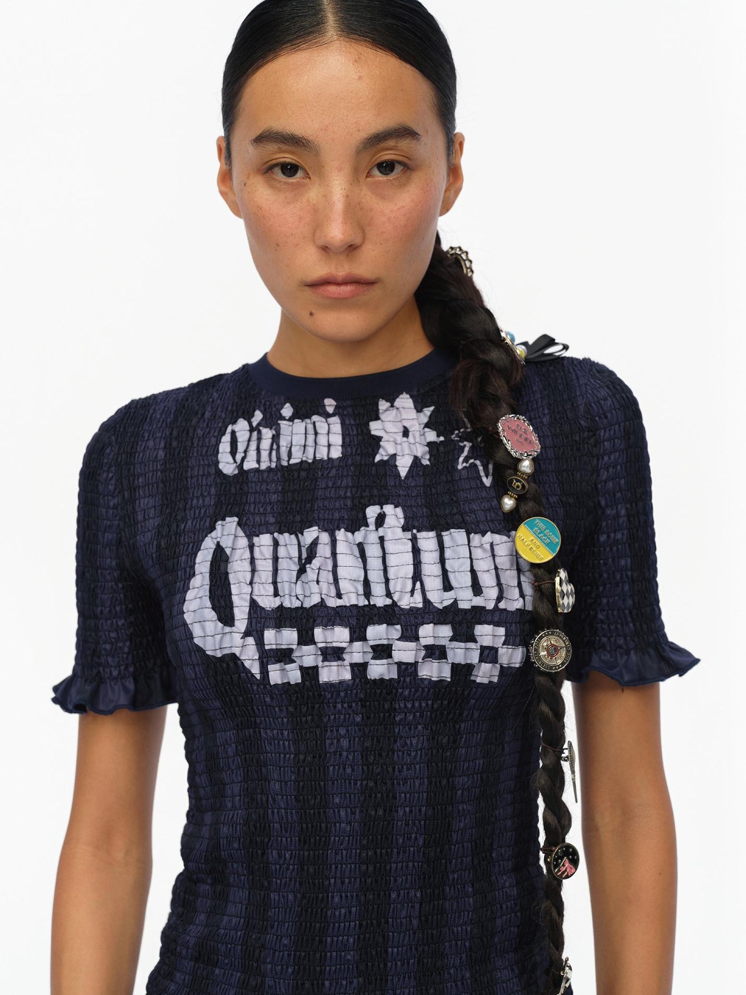 oinimi Vintage Striped Ruffle Trim Baseball Tee