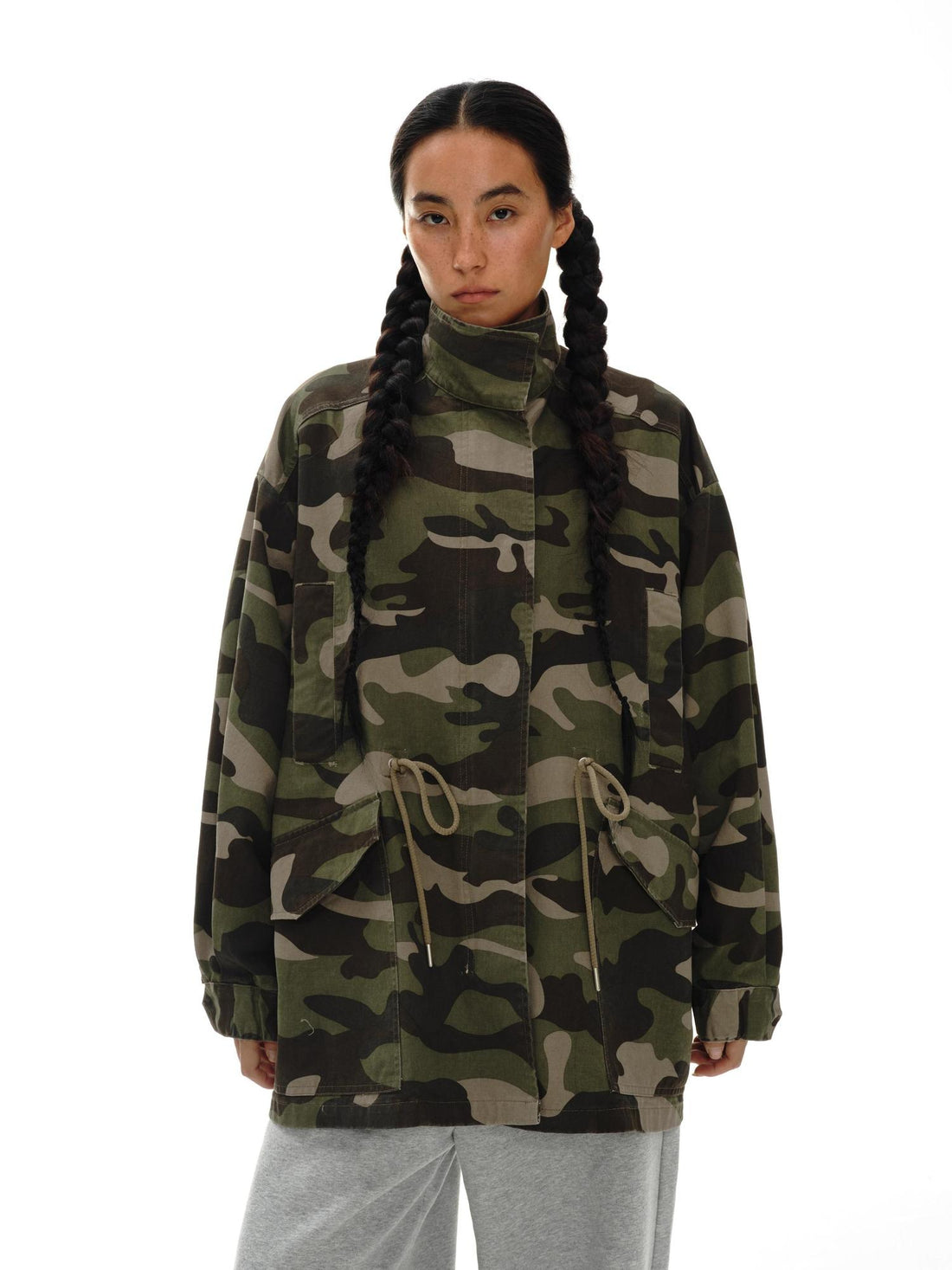oinimi Vintage Washed Camo Utility Jacket