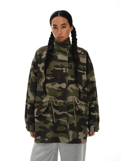 oinimi Vintage Washed Camo Utility Jacket