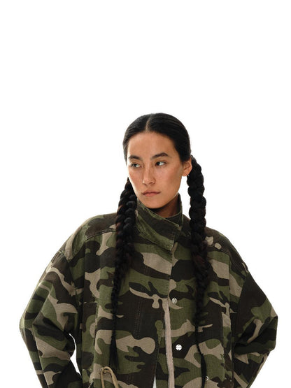 oinimi Vintage Washed Camo Utility Jacket
