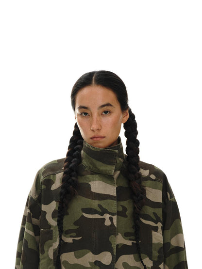 oinimi Vintage Washed Camo Utility Jacket