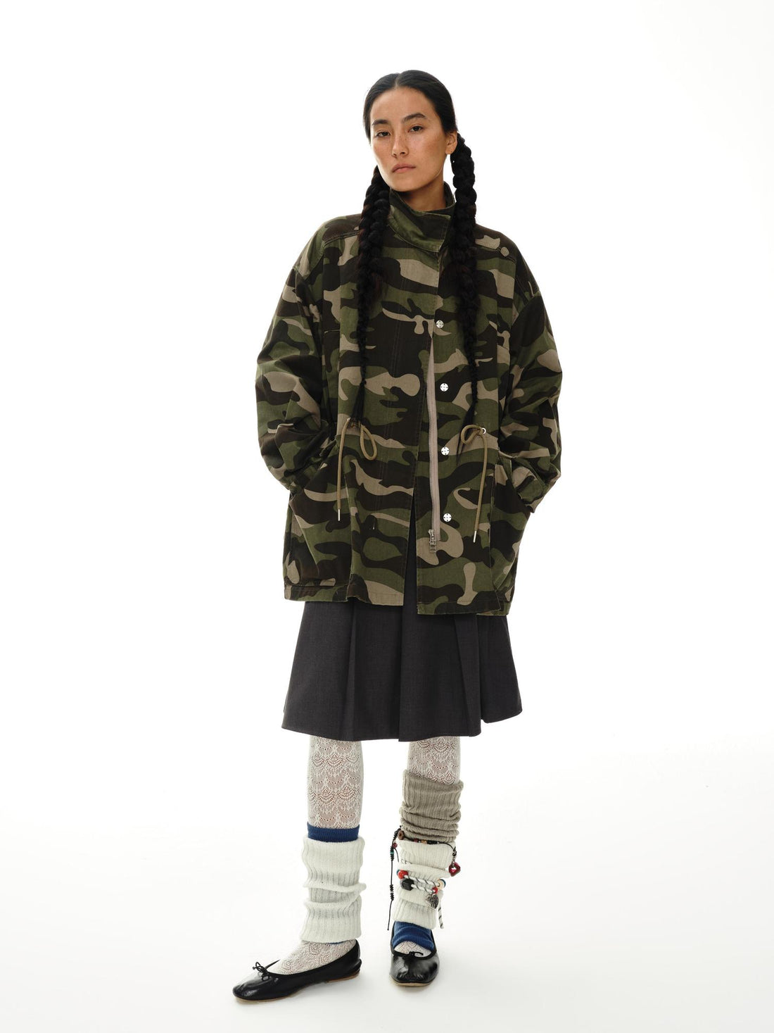 oinimi Vintage Washed Camo Utility Jacket
