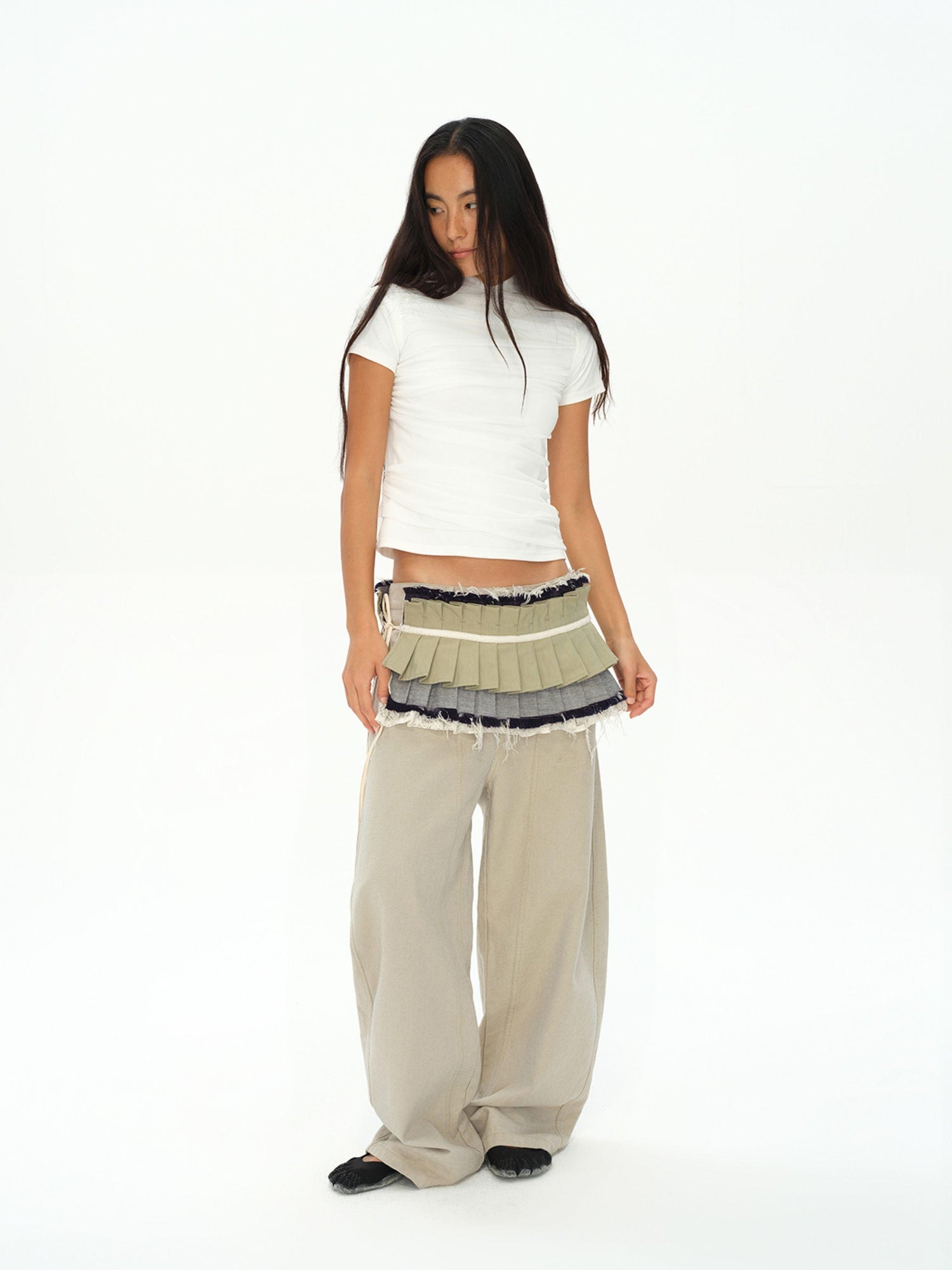 oinimi Vintage Washed Khaki Relaxed Fit Distressed Jeans