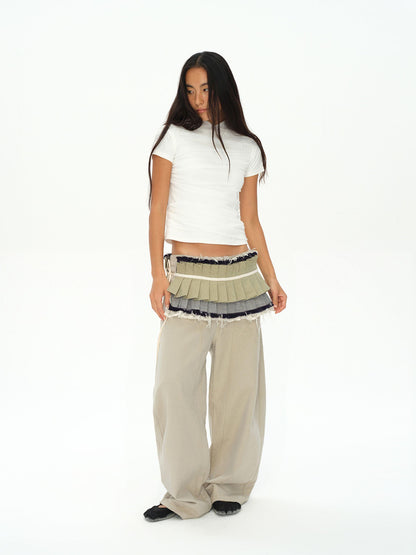 oinimi Vintage Washed Khaki Relaxed Fit Distressed Jeans