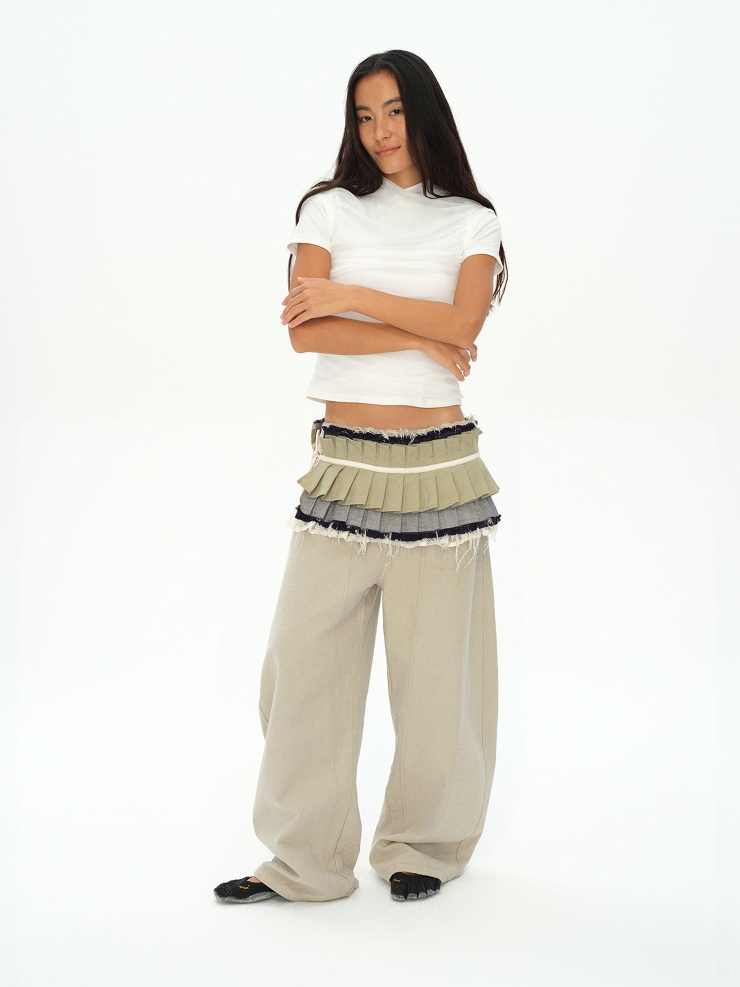 oinimi Vintage Washed Khaki Relaxed Fit Distressed Jeans
