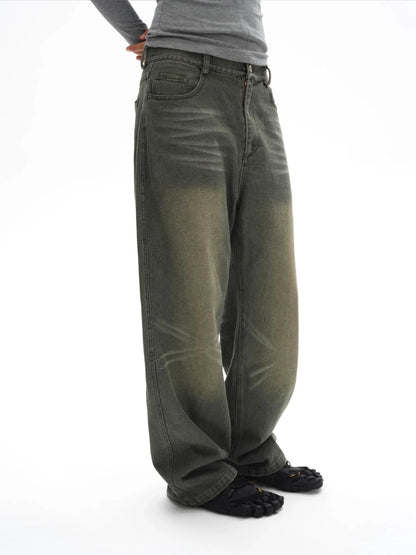 Vintage Washed Relaxed Fit Straight Leg Jeans