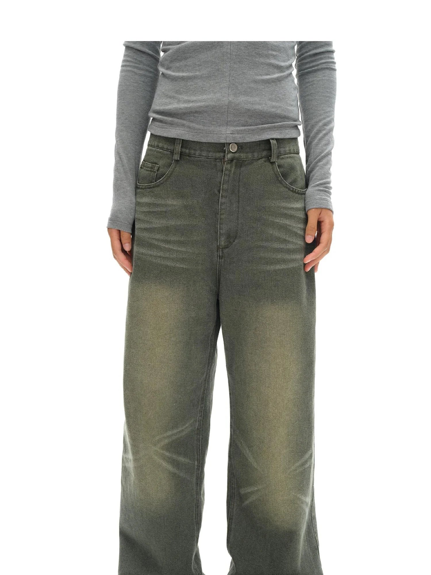 Vintage Washed Relaxed Fit Straight Leg Jeans