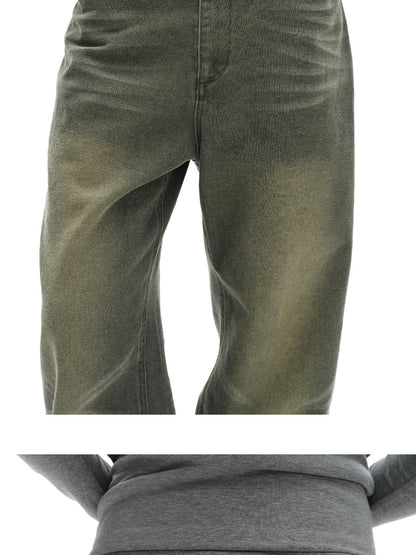 oinimi Vintage Washed Relaxed Fit Straight Leg Jeans