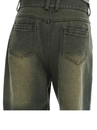 Vintage Washed Relaxed Fit Straight Leg Jeans