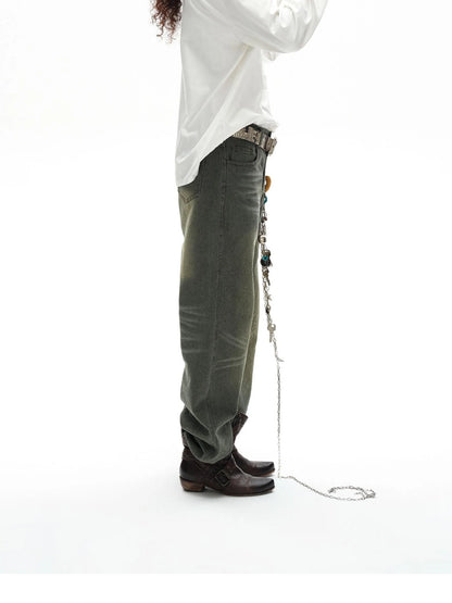 Vintage Washed Relaxed Fit Straight Leg Jeans
