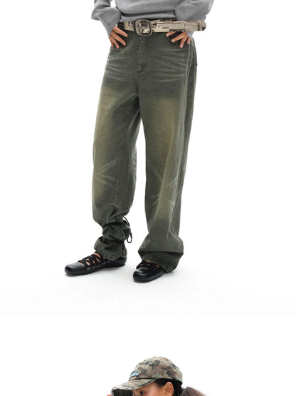 Vintage Washed Relaxed Fit Straight Leg Jeans