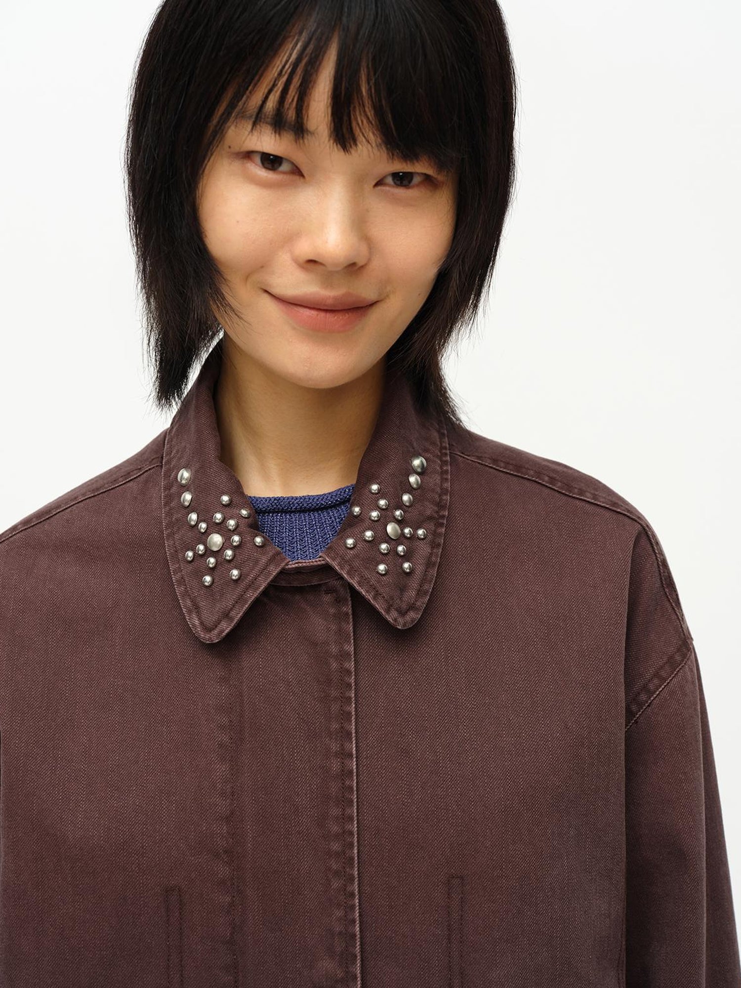 oinimi Vintage Washed Workwear Jacket With Chest Patches