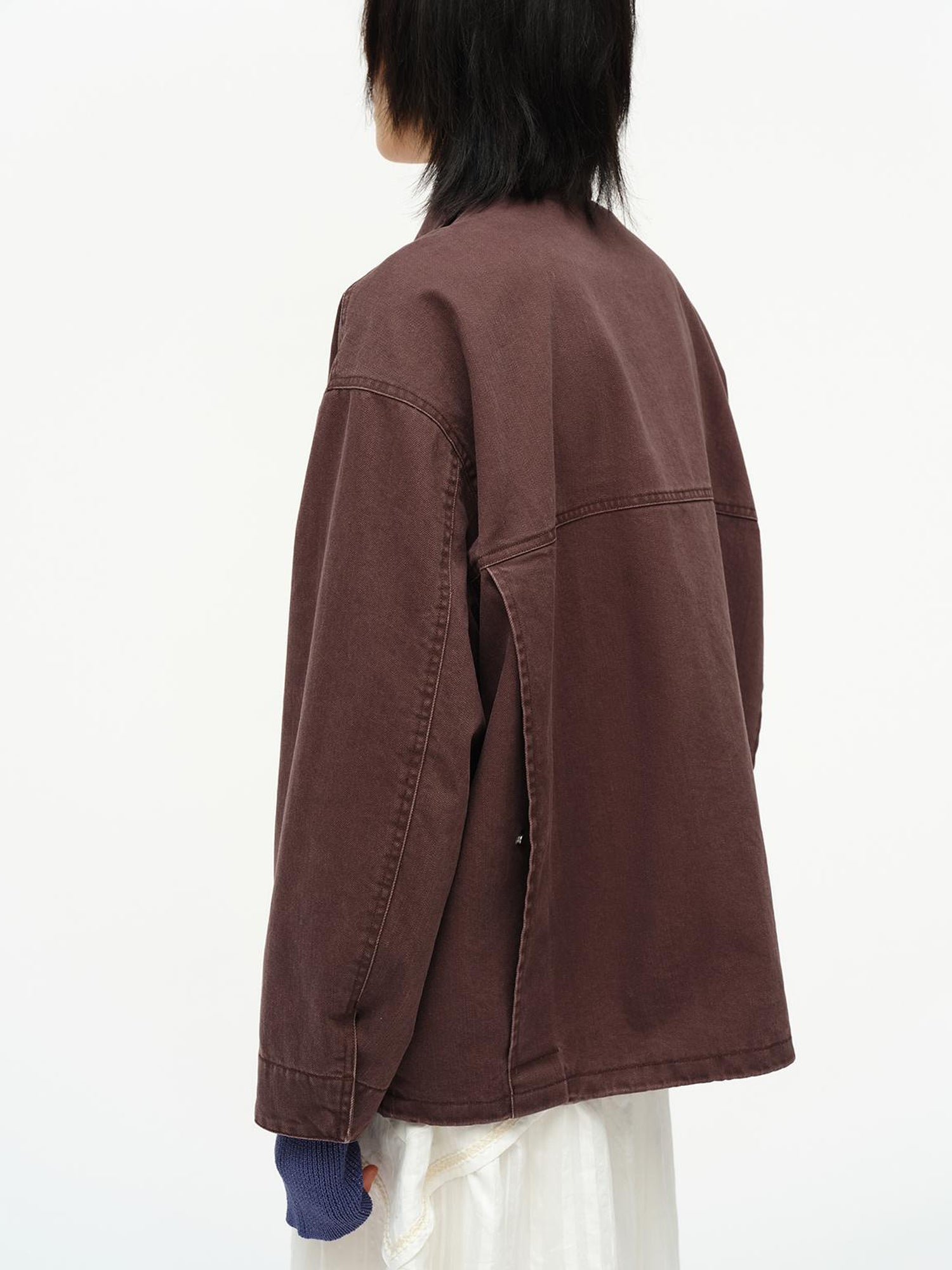 oinimi Vintage Washed Workwear Jacket With Chest Patches
