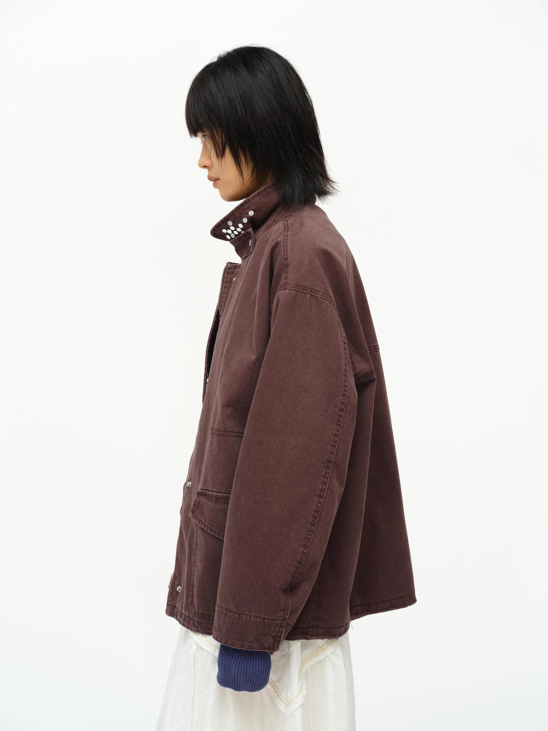 oinimi Vintage Washed Workwear Jacket With Chest Patches