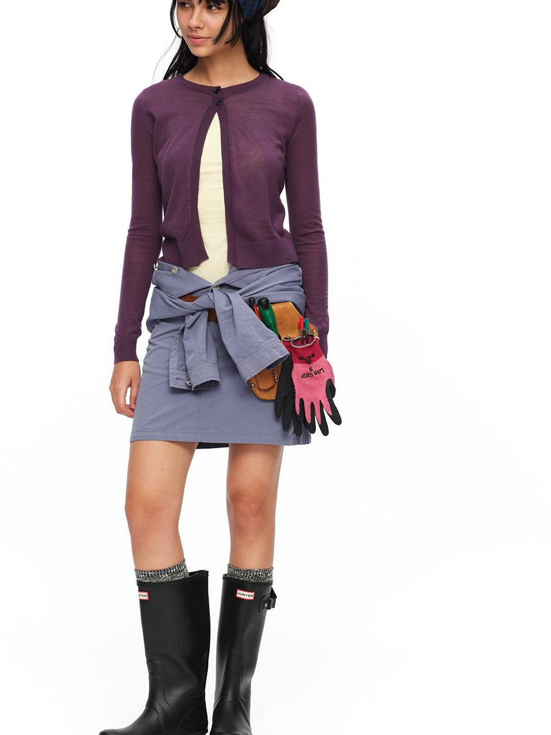 oinimi Washed Collar Button Pocket Low Waist Women&
