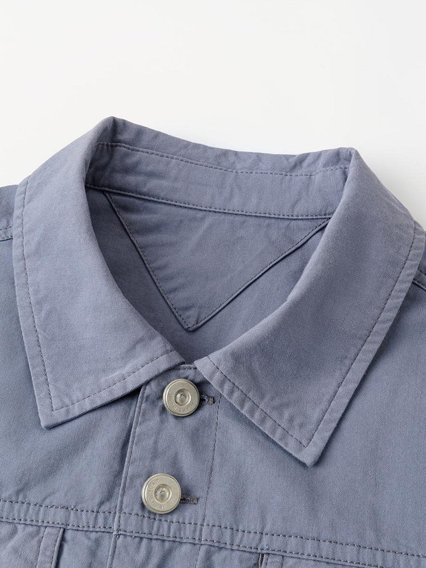 oinimi Washed Collar Button Pocket Low Waist Women&