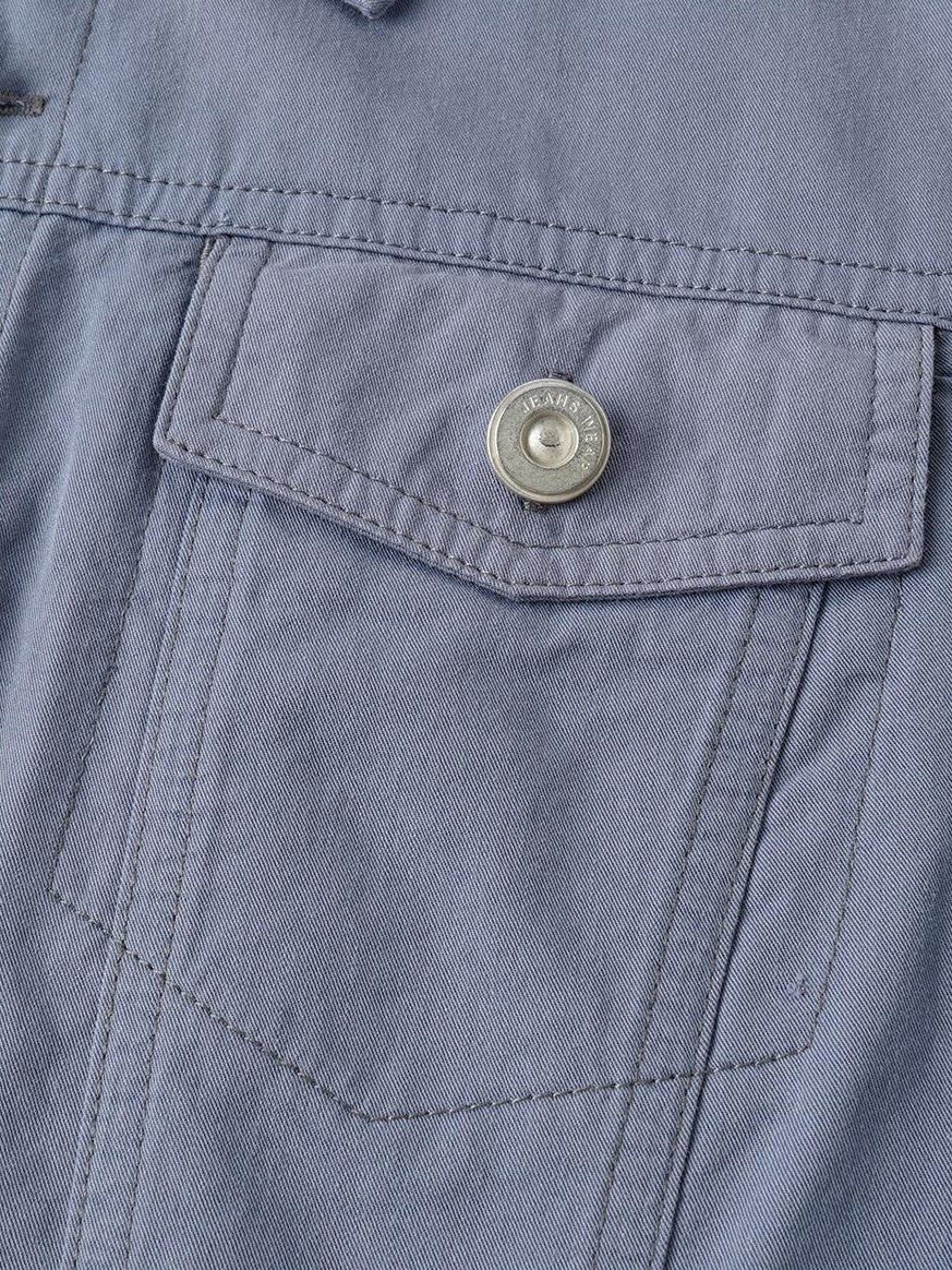 oinimi Washed Collar Button Pocket Low Waist Women&