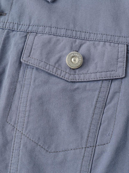 oinimi Washed Collar Button Pocket Low Waist Women&