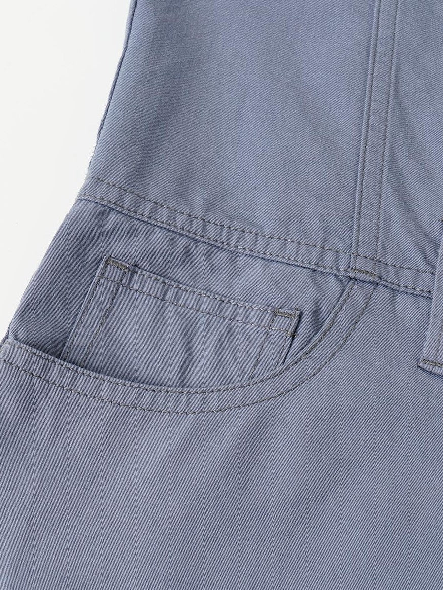 oinimi Washed Collar Button Pocket Low Waist Women&