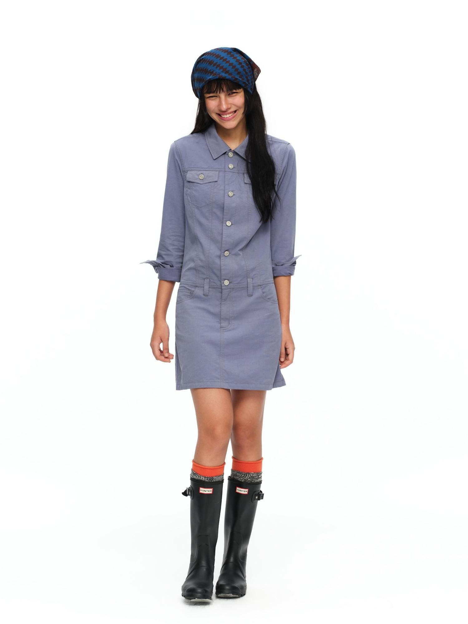 oinimi Washed Collar Button Pocket Low Waist Women&