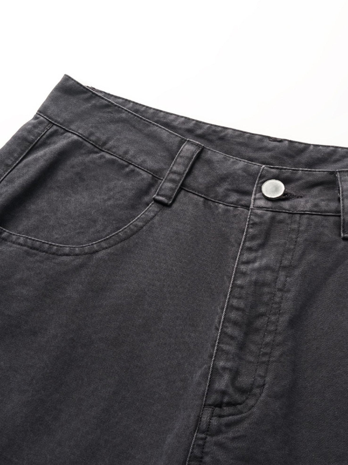 oinimi Washed Iron Gray Distressed Curved Zipper High Waist Women&