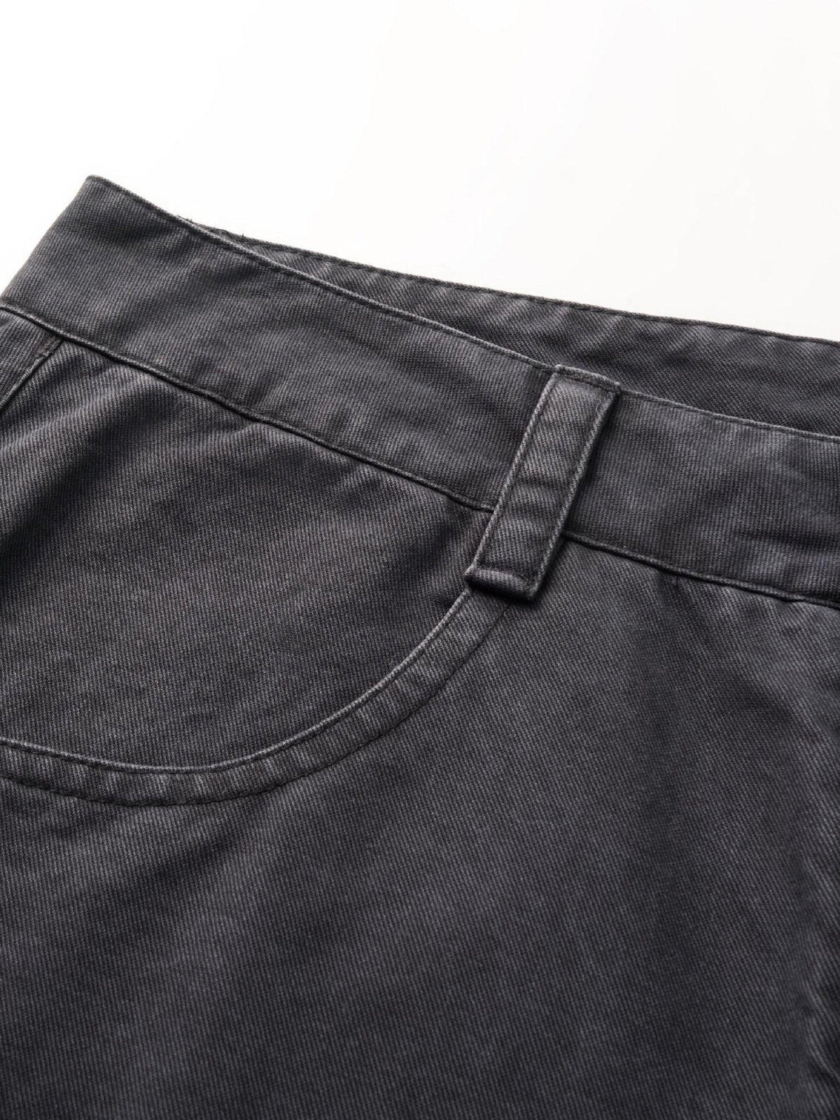 oinimi Washed Iron Gray Distressed Curved Zipper High Waist Women&