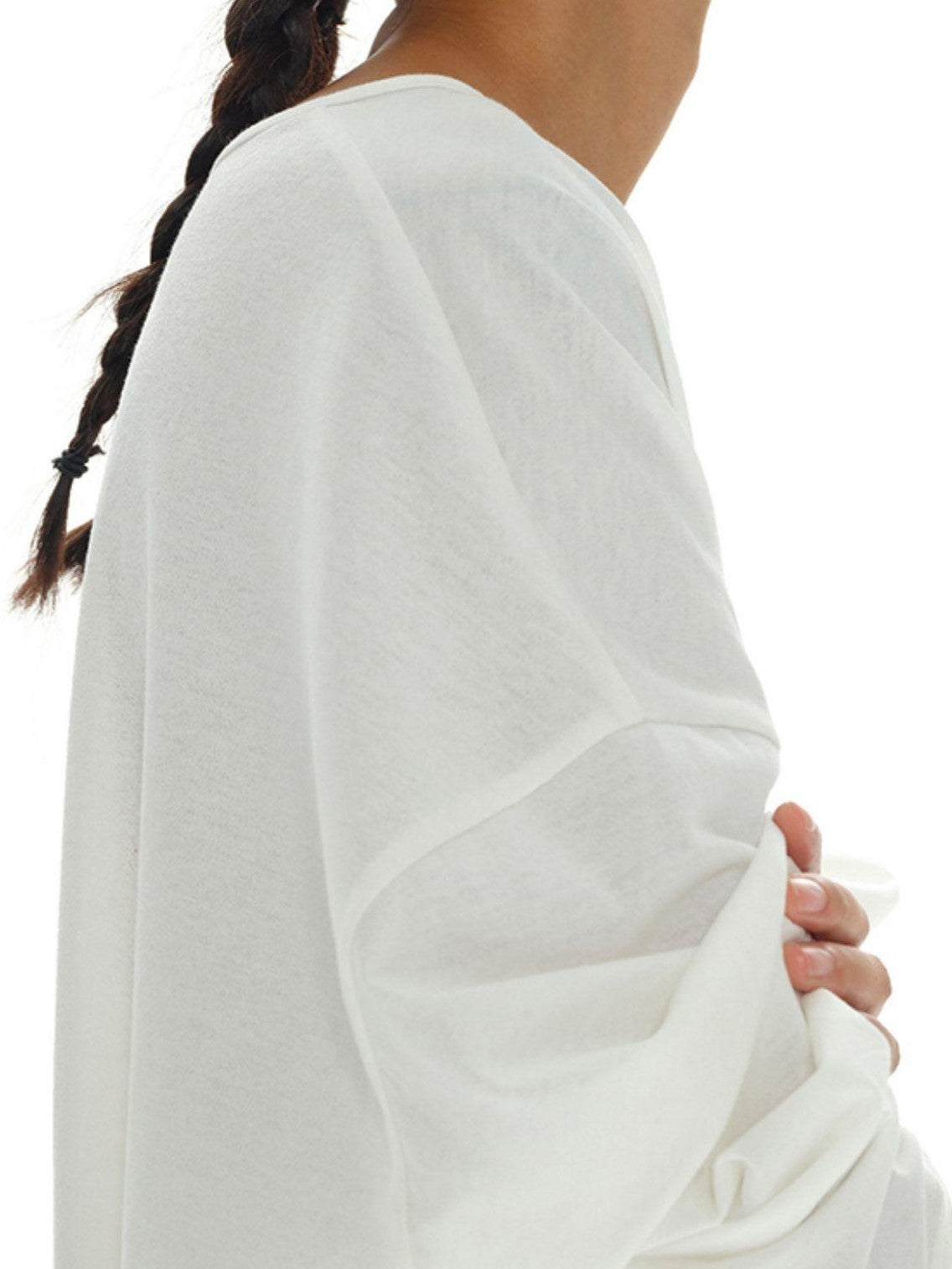 oinimi White Draped V-neck Loose Women&