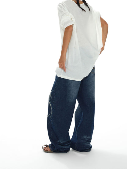 oinimi White Draped V-neck Loose Women&