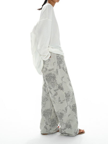 oinimi White Draped V-neck Loose Women&